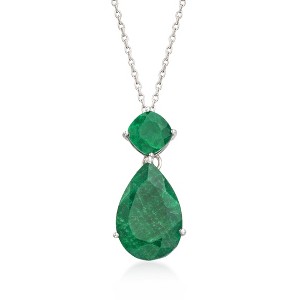 Ross-Simons 11.90 ct. t.w. Emerald Pendant Necklace in Sterling Silver - 1 of 4