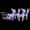 vidaXL Acrylic Reindeers & Sleigh Christmas Decoration with 240 LED Lights - Indoor/Outdoor Festive Display - 110.2"x11"x21.7" - Multicolor - 2 of 4
