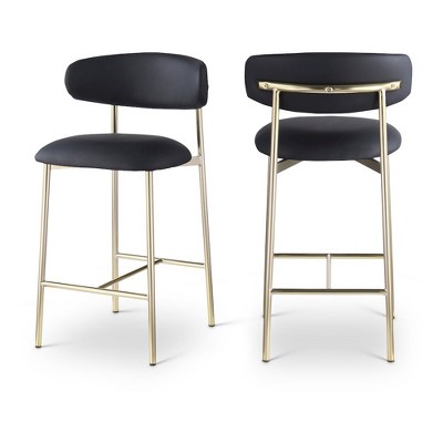 Meridian Furniture,Lupita Black Vegan Leather Counter Stool, Set of 2