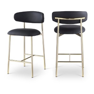 Meridian Furniture,Lupita Black Vegan Leather Counter Stool, Set of 2 - 1 of 4