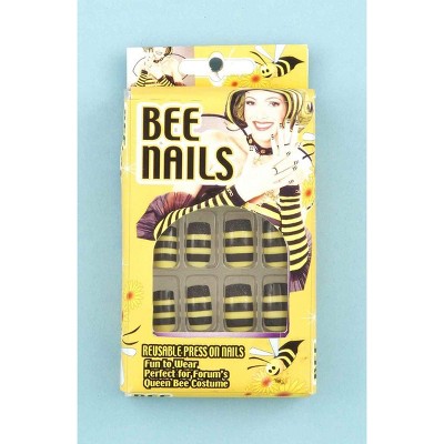Forum Novelties Black & Yellow Striped Bee Press-on Nails Costume Accessory