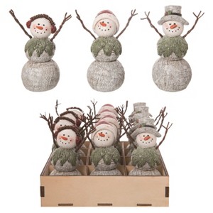 Transpac Resin 9.25 in. Multicolor Christmas Woodsy Snowman with Crate Set of 12 - 1 of 2