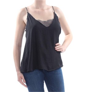 Free People Womens Lace Inset Cami Tank Top, Black, X-Small - 1 of 1