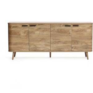 LuxenHome Sideboard Buffet Cabinet with Storage, 71'' Wide Mid Century Modern Natural Oak Manufactured Wood Accent Cabinet with 4-Door - 1 of 4