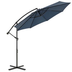 Costway 10' Hanging Umbrella Patio Sun Shade Offset Outdoor Market W/ Cross Base Blue - 1 of 4