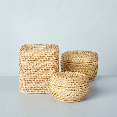 Natural Rattan Round Storage Basket with Lid
