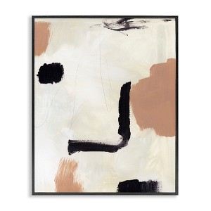 Stupell Industries Soft Tone Neutral Abstraction Beige Black Design Framed Giclee Art, Black, 24" x 30" - 1 of 4