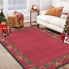 Christmas Area Rug, Holiday Carpet with Bells, Holly Berry & Ribbon Garland Design, Festive Throw Rug for Living Room, Bedroom - 3 of 4
