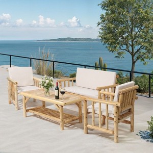Karl Home Patio 4-Piece Wood Conversation Set - 1 of 4