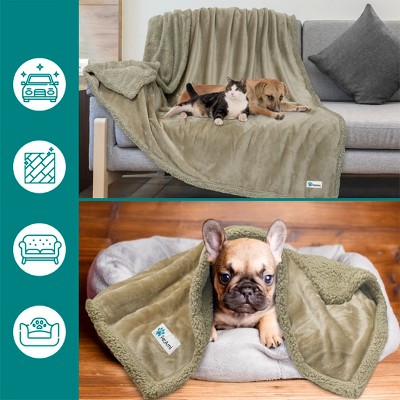 Medium Taupe Waterproof Sherpa Fleece Pet Blanket