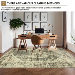Washable Living Room Area Rug Large Vintage Printed Accent Carpet Non Shedding Oriental Distressed Floor Cover Foldable Indoor Mat - 1 of 4
