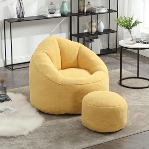 Armrest Yellow Bean Bag Chairs for Adults with Ottoman, Memory Foam Bean Bag Chairs with Super Fiber - 1 of 4