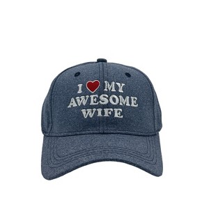 I Love My Awesome Wife Hat Funny Cute Married Valentines Day Cap - Crazy Dog Blue - WIFE Standard - 1 of 4