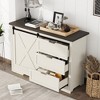 Bella Depot  47.2''W Storage Sideboard Cabinet with Silent Sliding Doors and Three Drawers - 3 of 4