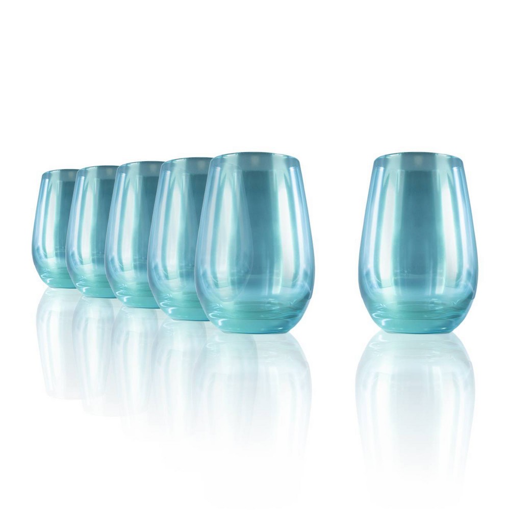 Photos - Glass Stolzle Lausitz Set of 6 15.75oz Mirrors Tumbler Glasses Turquoise