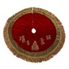 Kurt Adler 50" Burgundy Ribbon Trees Tree skirt with Green Tassel Border - 2 of 4