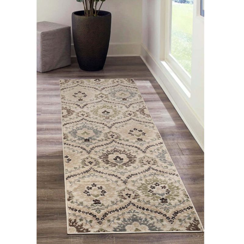 Distressed Abstract Damask Indoor Area Rug or Runner by Blue Nile Mills, 3 of 7