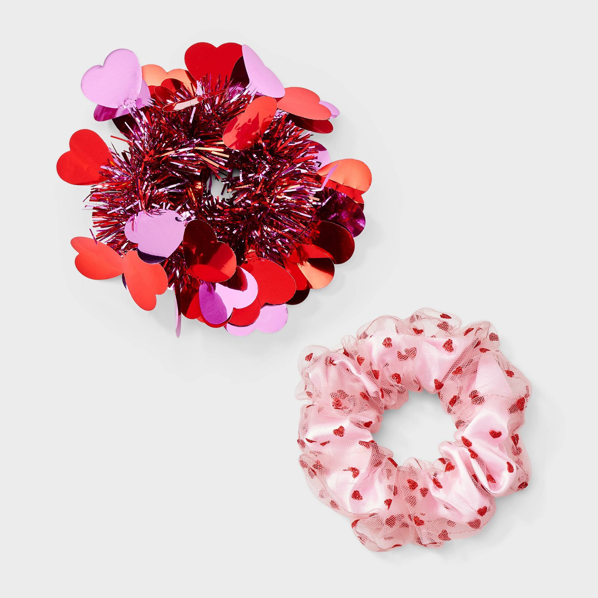 Valentines Heart Tinsel Twister 2pc Set - Red/Pink