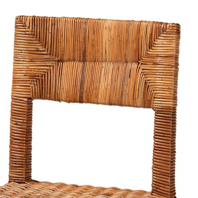 Manrico Dark Brown Wood and Cane Dining Chair Set
