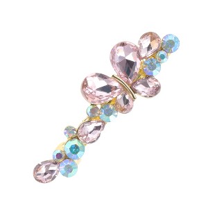 Unique Bargains Rhinestones Butterfly French Barrette Hair Clips 1 Pc - 1 of 4
