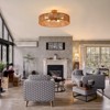 PAKOKULA Boho 5-Lights Drum Rattan Rustic Semi-Flush Mount Ceiling Light - 3 of 4