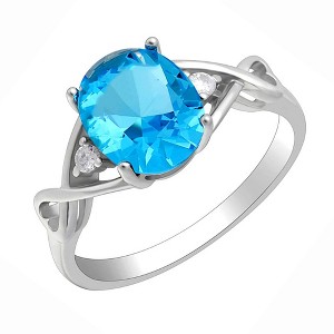 Birthstone Engagement Ring for Women by Ginger Lyne Sterling Silver Cubic Zirconia - 1 of 4