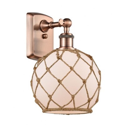 Farmhouse Rope - 1 Light Wall Sconce In Industrial Style-13 Inches Tall and 8 Inches Wide