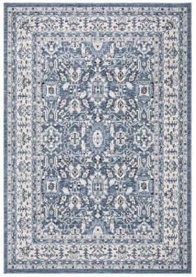 Blue Floral Motif Synthetic 6' x 9' Area Rug