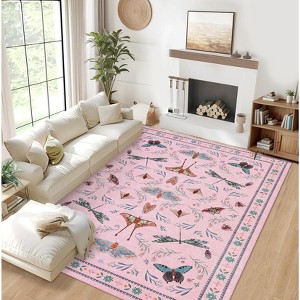 Washable Insect Runner Rug for Bedroom Kitchen Non Slip Rugs Whimsical Fantasy Boho Indoor Ultra Soft Rugs - 1 of 4