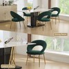 Kumasinova Velvet Upholstered Dining Chair with Curved Backrest, Single Ergonomic Kitchen Chair with Golden Metal Legs, Adjustable Foot Nails - 4 of 4