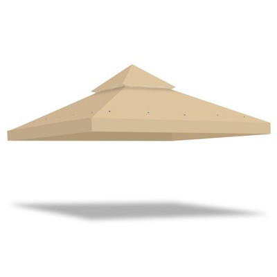 Yescom 8'x8' PU Water Resistance Gazebo Canopy Replacement Top Cover UV30+ for Dual Tier Outdoor Patio Backyard Beige