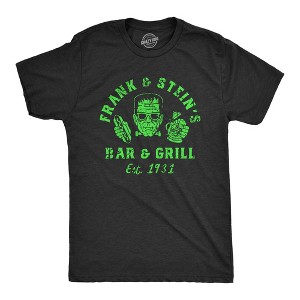 Mens Frank And Steins Bar And Grill T Shirt Funny Frankenstein Halloween Tee For Guys - Crazy Dog Men's T Shirt - 1 of 4