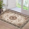 Boho Vintage Washable Area Rug, Gray Medallion Low Pile Non Slip Carpet for Living Room, Bedroom, Kitchen, or Dining Room, Pet Friendly - 2 of 4
