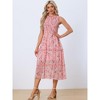 INSPIRE CHIC Women's Sleeveless Floral Ruffles Crew Neck Chiffon Smocked Sundresses - 4 of 4