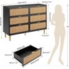 6-Drawer Rattan Dresser - Wide Top Wooden Chest with Deep Storage for Bedroom/Kids Room/Living Room (Natural Weave) - 2 of 4