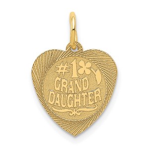 Black Bow Jewelry 14k Yellow Gold Satin #1 Granddaughter Engravable Heart Pendant, 14mm - 1 of 4