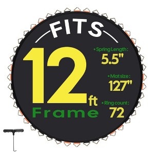 Yescom Trampoline Replacement Mat W/72V-Ring For 12ft Trampoline Frame 5" Spring, UV Resistant 8 Row Stitch Jumping Mat - 1 of 4