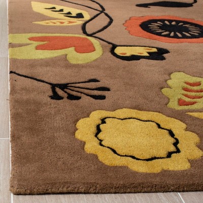 Soho Brown and Multicolor Floral Wool 5' x 8' Area Rug