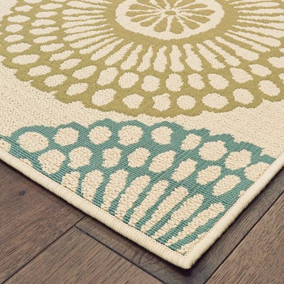 Montego Beige and Blue Synthetic Rectangular Area Rug