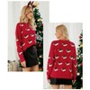 Coolmee Women Christmas Hat Sweet Crew Neck Long Sleeve Knit Christmas Sweater Holiday Photo Shoot Sweater - 3 of 4