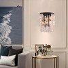PAKOKULA 8 in. 1-Light Black Semi-Cylindrical Design Wall Sconce with Quartz and Crystal Hanging Shade - 3 of 4