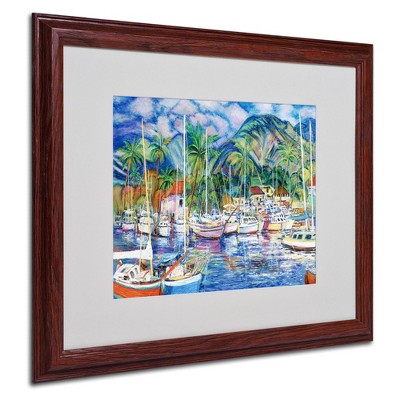 Lahaina Marina Framed Canvas Art with Dark Wood Frame
