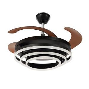 YIYIBYUS Modern Retractable 42In Ceiling Fan Light with Remote Control, Black - 1 of 4