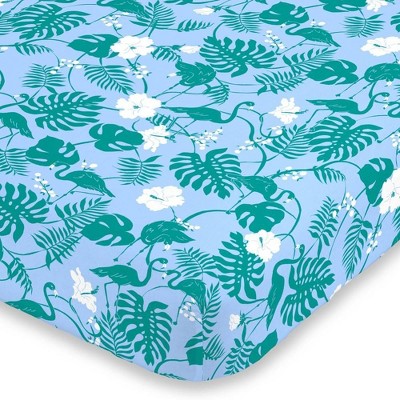 NoJo Green Flamingo Mini Crib Sheet