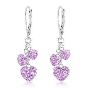 Heart dangle purple Crystal White Gold Palladium Plating Hypoallergenic Kids Earrings leverback is made from 925 Sterling silver Purple s - 1 of 1
