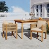 Gulches 2-Pack Acacia Wood Outdoor Dining Chairs - 400 lbs Capacity, Brown Rope Handles, Waterproof Washable Beige Cushions - 3 of 4