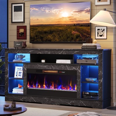 Bestier Tall Fireplace TV Stand with 36" Fireplace, 34.6" High LED Entertainment Center for TVs Up to 80"