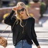 Amaryllis Women's Puff Long-Sleeve Blouse with Round Neckline Relaxed Fit - 2 of 4