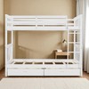 Twin Over Twin Convertible Bunk Bed with Ladder and 2 Storage Drawers, Solid Wood Frame and Guardrail, No Box Spring Needed - 4 of 4