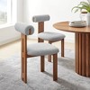 Modway  Torian Upholstered Boucle Dining Chairs Set of 2 in Walnut Light Gray 3-Legged Farmhouse Kitchen Chairs Comfortable Side Chairs with Wood Legs - 2 of 4